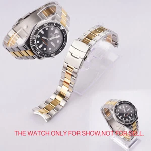 22 mm zweifarbig Gold Edelstahl massiv gebogenes Ende Armbanduhrband für SKX007 - Bild 1 von 6
