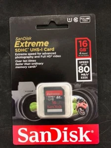 SanDisk Extreme 16GB UHS-1 SDHC Memory 80MB/s- SDSDXS-016G-X46 - Picture 1 of 1