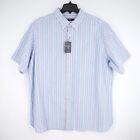 Cremieux Men's Short-Sleeve Shirt XXL Blue Pink White Striped Cotton NWT $75