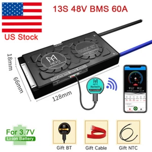 US 13S 48V BMS 60A Li-ion Battery Protection Board w/ Balancer + Smart Bluetooth - Picture 1 of 16