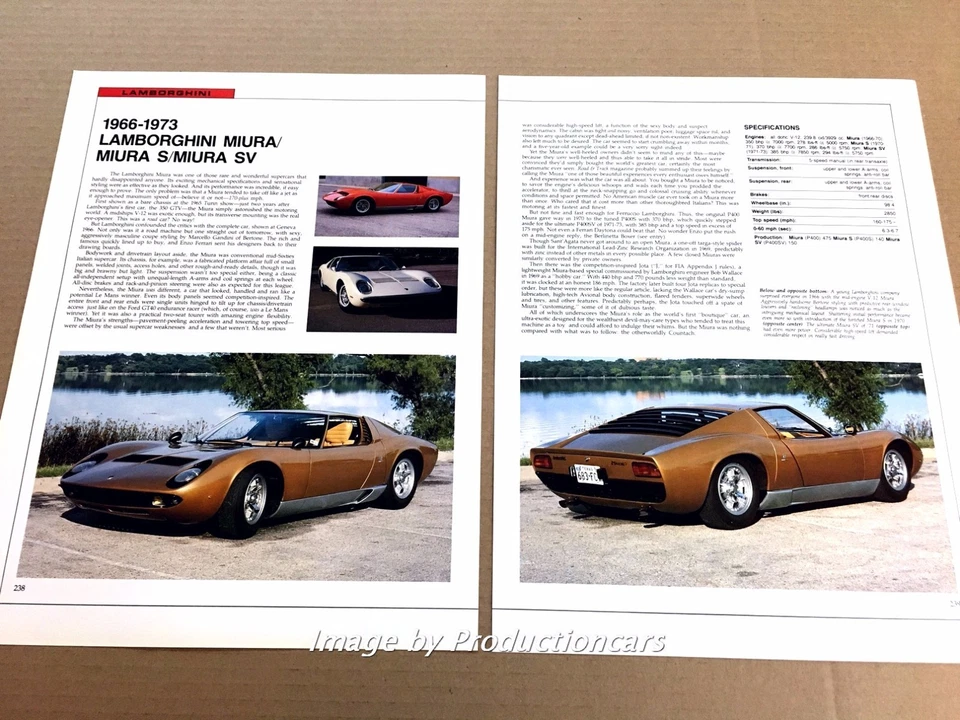 Lamborghini Miura Original Car Review Print Article J670 1967 1968 1969 1970 - Image 1 of 1