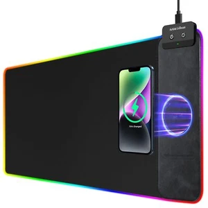 RGB Gaming Mouse Pad with Wireless Charging 10W - 31.5"x11.8" X-Large Desk Ma... - Picture 1 of 9