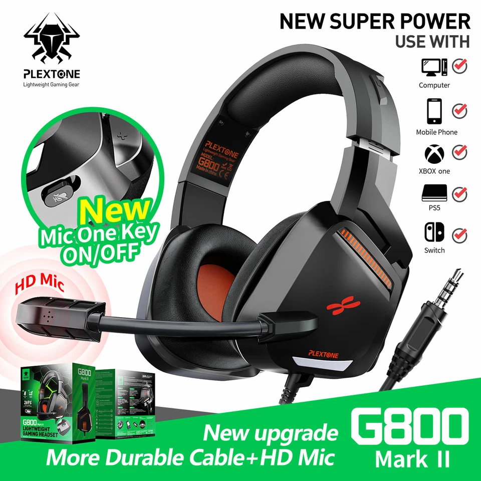 Gaming Headset Plextone G800 headset gaming ps4 headphone with microphone stand - Image 1 of 4
