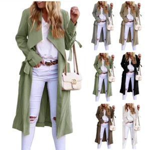 Women's Lightweight Trench Coat Classic Lapel Jacket Sunscreen windbreaker Gift - Picture 1 of 22
