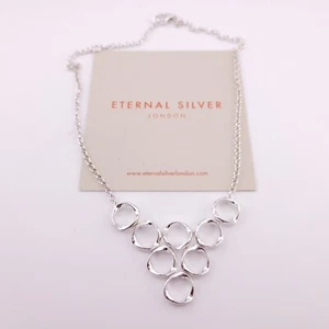New Eternal Silver London Sterling Silver Twist Multi Circle 15-17" Necklace - Picture 1 of 15