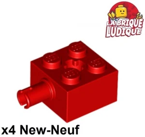 Lego 4x Brick Modified 2x2 Pin Axle Hole Red/Red 6232 New - Picture 1 of 1