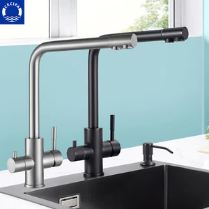 3 Wege Küchenarmatur Spültisch Wasserhahn Wasserfilter Trinkwasserhahn für Küche - Bild 1 von 27