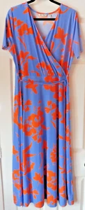 DU JOUR KURZARM LANGES KLEID BLAU/ORANGE GRÖSSE 16 - Bild 1 von 3
