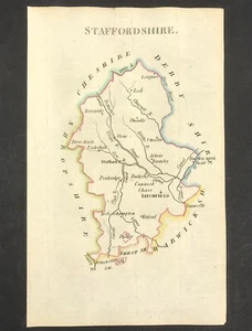 map Staffordshire by John Aikin England Delineated 1803 Original with text  - Picture 1 of 3