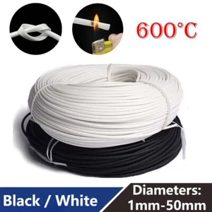 White/Black Silicon Fiber Glass Sleeving Cable Wire Heat Resistant Tube 1mm-50mm - Picture 1 of 11