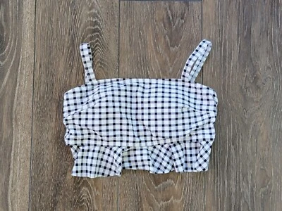Unbranded Juniors Bathing Suit Top Size Small Black White Gingham - Image 1 of 4
