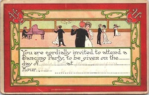 Tarjeta postal Art Deco parte de baile sangría c1912 - Imagen 1 de 2