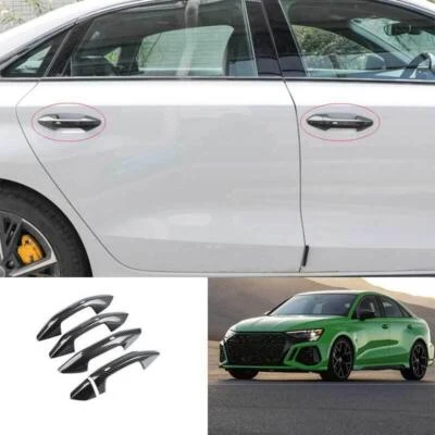 Para Audi A3 S3 RS3 2022-2023 acabamento de tampa de maçaneta de porta inteligente lateral de fibra de carbono 5 peças - Imagem 1 de 4