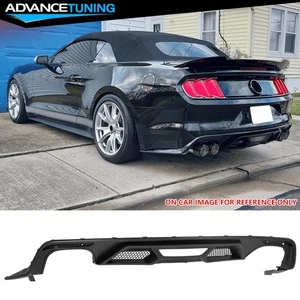For 15-17 Ford Mustang V6 GT GT500 Style Rear Bumper Diffuser Lip PP Matte Black - Picture 1 of 13