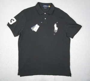 Polo Ralph Lauren Shirt Mens 2XL Black Custom Slim Fit Pique Polo Big Pony #3 - Picture 1 of 7