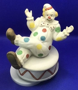 Clown Music Box Figurine Polka Dot Drum Base Taiwan 1970s Karen Carson READ - Picture 1 of 8