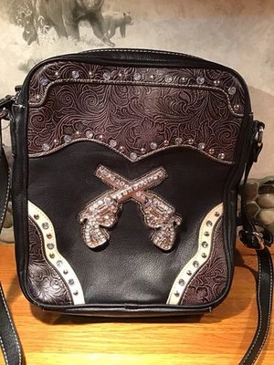 Hermosa Bandolera Blazin Roxx Mensajero Pistola Gemas Bolso Oculto Brazo de Fuego Foto 1 de 4