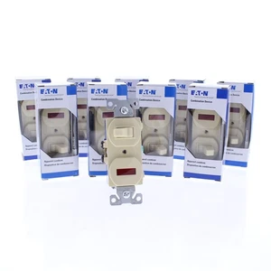 10 Eaton #277V elfenbein Kontrollleuchte Kippschalter Wandschalter einpolig 15A 120V - Bild 1 von 5