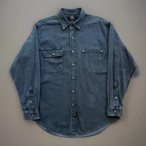 Vintage RRL Denim Over Shirt Large Black 90s Heavy Western Workwear New York - Picture 1 of 9