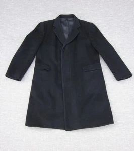 Finesse Mens Single Breasted Long Overcoat 44 Regular Black Buttoned - Picture 1 of 17