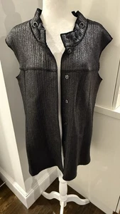 Worth New York Womans Black Textured Herringbone Vest Jacket Sz Medium MFRP $498 - Picture 1 of 6
