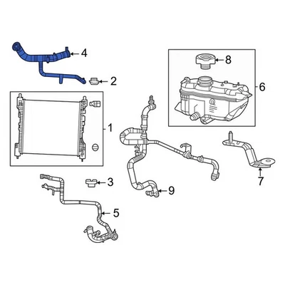 For Jeep Grand Cherokee L 2021-2025 Jeep 68381316AB Upper Radiator Coolant Hose - Image 1 of 3