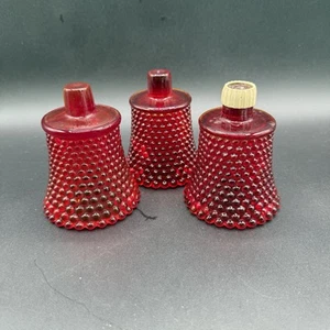 3 rote Glas Nagelklammer Votivkerzenhalter Cadmium UV reaktiv leuchtet - Bild 1 von 6