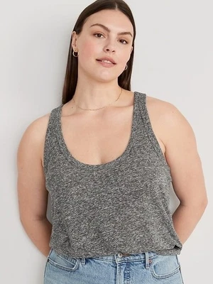 Old Navy EveryWear Linen Blend Tank Top Scoop Neck Charcoal Gray Size XXL - Image 1 of 4
