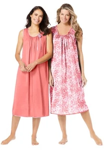 Only Necessities Plus Size 2-Pack Sleeveless Nightgown - Picture 1 of 17