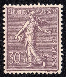 W1030 FRANCE 1903 Def. issue type sower lined background 30c lilac Yvert 133 MH - Picture 1 of 2