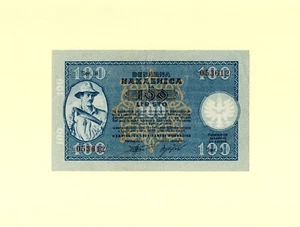 SLOVENIA LAIBACH YUGOSLAVIA 100 LIRE 1944 P-R7 VF++ SERIAL: B VERY RARE - Picture 1 of 2