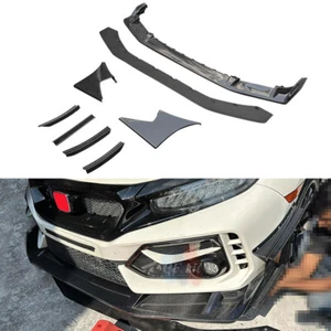 For Honda Civic 10Th FK8 Type-R JS Style Carbon Fiber Front Bumper Lip Side Fins - Foto 1 di 22