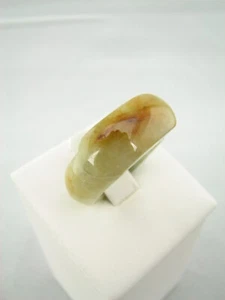 Genuine Natural Variegated Jade Saddle Ring Band - Size 8.5 #G467 - Picture 1 of 7
