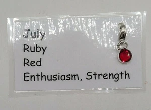 Made With Swarovski Crystal Birthstone Channel Charm; July; Siam Silver Plated - Picture 1 of 3