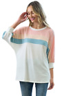 Womens Colorful Tunic Top with Dolan Sleeves and color blocking - 3/4 sleeve