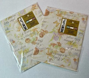 Vtg American Greetings Baby Shower Wrapping Paper Forget Me Not 2 Packs 1 Opened - Picture 1 of 20
