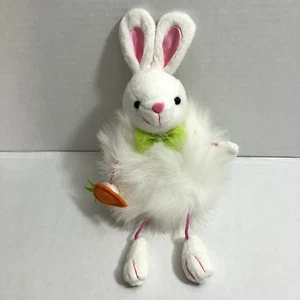 Galerie Plüsch Hase Kaninchen Stofftier Schnur Arme Beine grün Netz Schleife - Bild 1 von 11
