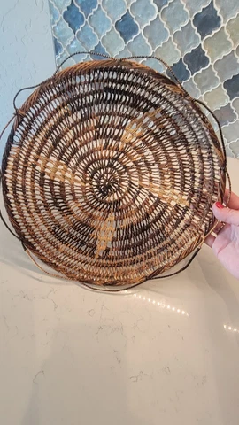 Vintage Wall Hanging Flat Basket Or Table Organizer Catch All Cover