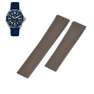 Correa de reloj de goma marrón de 22 mm para Tag Heuer Aquaracer calibre 5 FT6150 WAY201B - Imagen 1 de 7