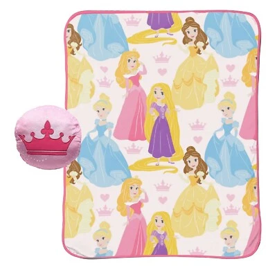 brand new Set of Disney Princesses Toddler 50 x 40 inch Blanket and Crown Pillow - Image 1 of 4