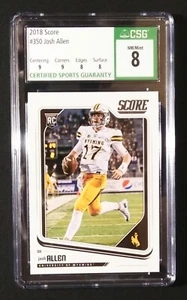 🏈 2018 Score Football JOSH ALLEN #350 CSG 8 NM-MT RC  W/9's (Centering-Corners) - Picture 1 of 2