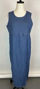 Maxi Vestido Denim Vintage Años 90 10/M Envolvente Frontal Pintucked Minimalista Grunge Retro - Imagen 1 de 11