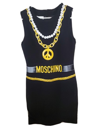Abito nero con catena Moschino nuovo senza etichette taglia 8