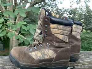 BOONE & CROCKETT Camouflage Hunt Waterproof Leather Mens Boots Sz 9.5 ❤️sj17j18 - Picture 1 of 12