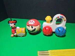 Lot Of 3 Vintage Toys And Collectibles Mario Mickey And Loco Roller - Picture 1 of 17