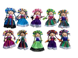 10 PIEZAS MUÑECA MEXICANA TRENZA TRAG HECHA A MANO, MARIA, AL POR MAYOR, SURTIDA, 9,5" - Imagen 1 de 3