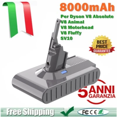 8000mAh V8 Batteria Al Litio per Aspirapolvere Dyson V8 SV10 V8 Absolute Fluffy