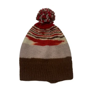 Vintage Wolle Ski Mütze Bommel Strickmütze gestreift Beanie Wolle USA - Bild 1 von 6