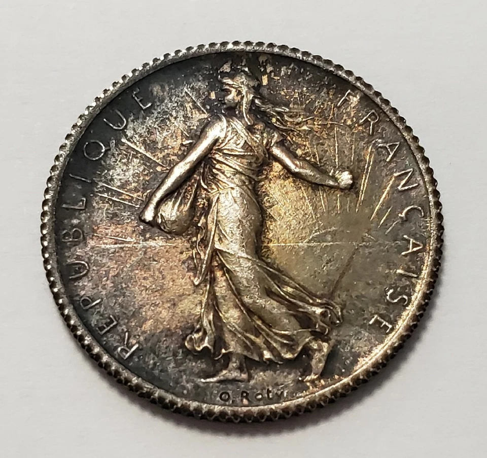 Francia 1901 1 franco - KM844.1 - AU++/MS - tonificación colorida - SKU-F6599 Foto 1 de 4