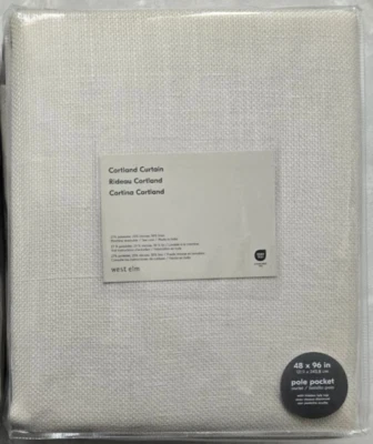 West Elm Cortland Linen Blend Basketweave 1-Curtain 48" x 96" Light Flax - Image 1 of 2
